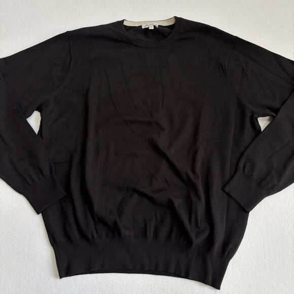Peter Millar Pima Cotton Silk Cashmere Sweater Mens L Black Pullover Classic - Picture 2 of 8